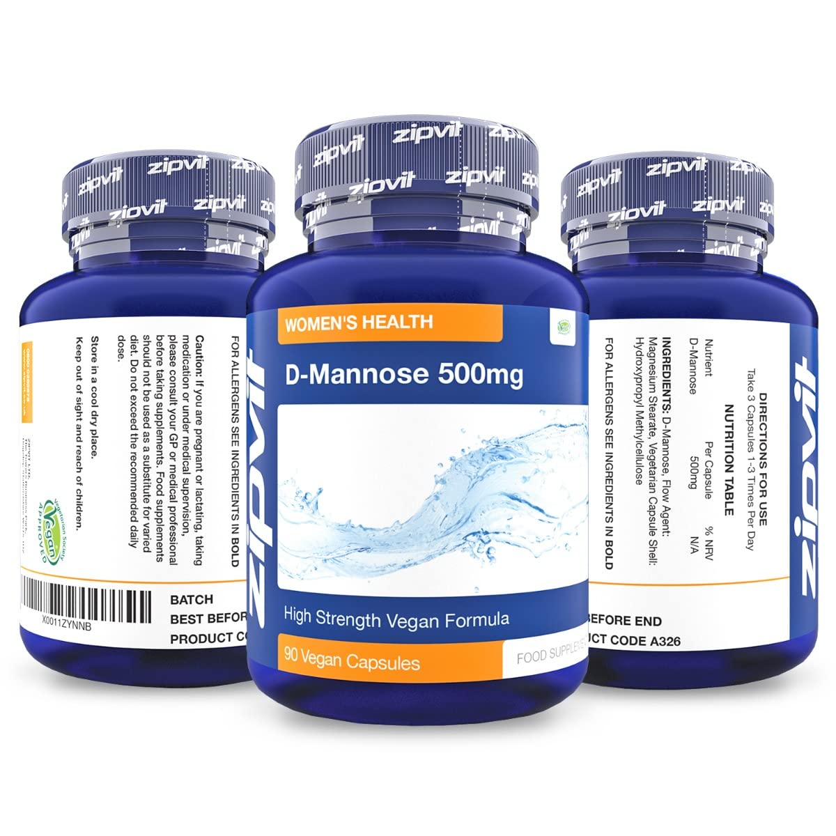 D-Mannose 1500mg Per Serving, 90 Vegan D Mannose Capsules. Natural Cystitis Supplement for Women and Men. UK Manufactured.