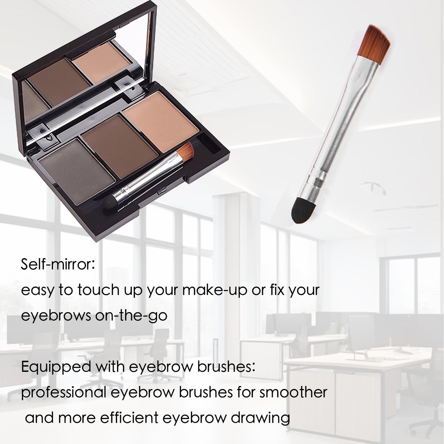 HAORQEE Eyebrow Eyebrow Powder Palette, Dark Brown Light Brown Brow Powder Shaping Kit Eyebrow Filler Brow Tint Root Touch Up Face Contour Hairline Powder, Natural Waterproof Long Lasting Make-Up Palette