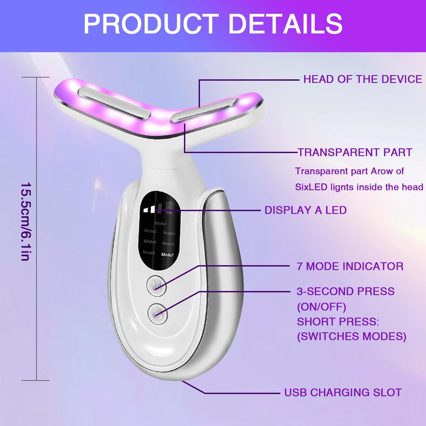 DOOCECIY 7 Modes Facial Massager Face Lifting Device, Lymphatic Drainage Massager Face Skin Tightening Machine