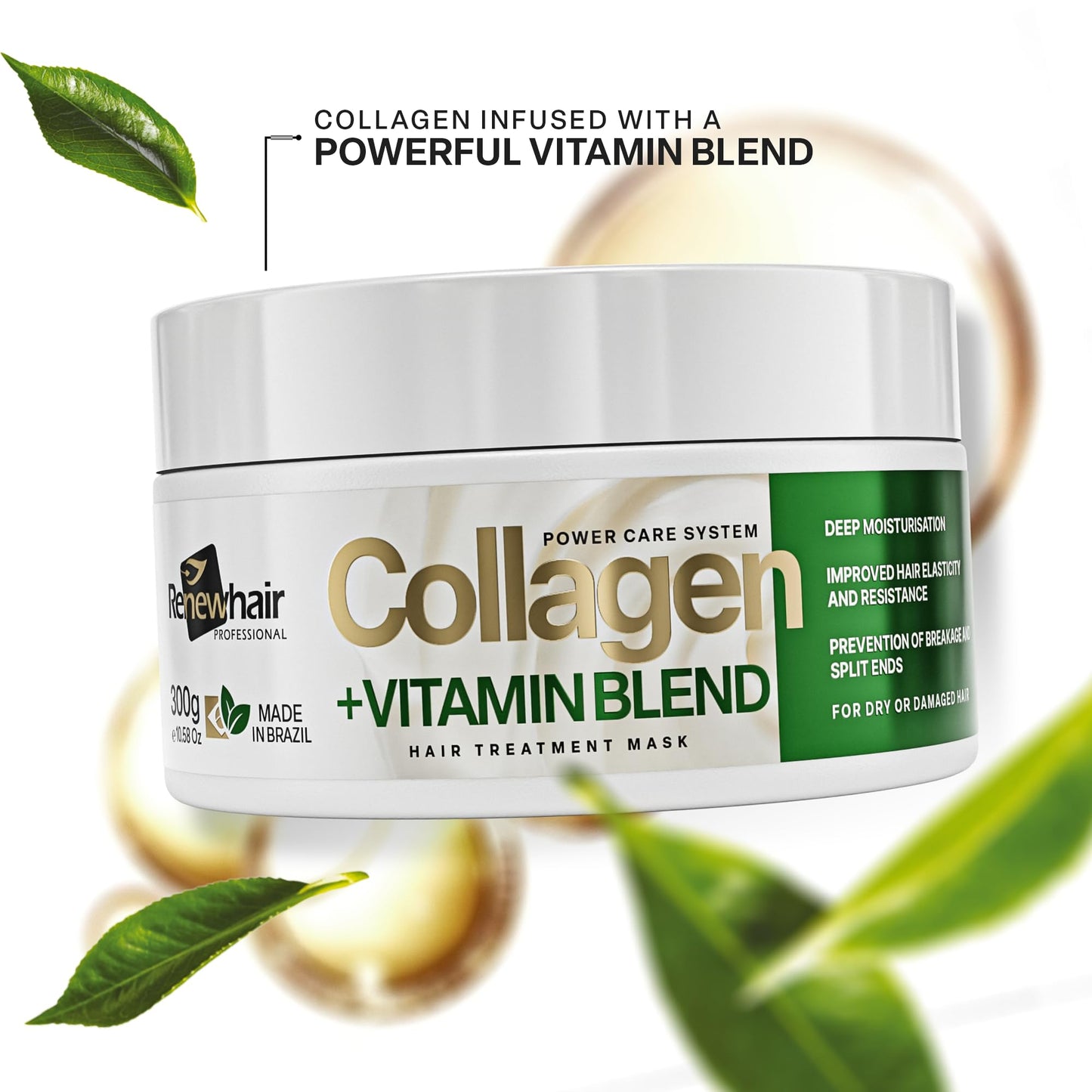 Renew Hair Professional Collagen Plus Vitamin Blend Hair Treatment Mask, 300g, Deep Moisturisation, Improved Hair Elasticity and Resistance, Prevents Split Ends, For Dry or Damaged Hair