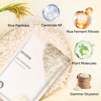 Pack of 10 Sheet Rice Face Masks, Hydrate, Moisturizing, Beauty Face Care Masks Skincare with Vegan Plant Extracts