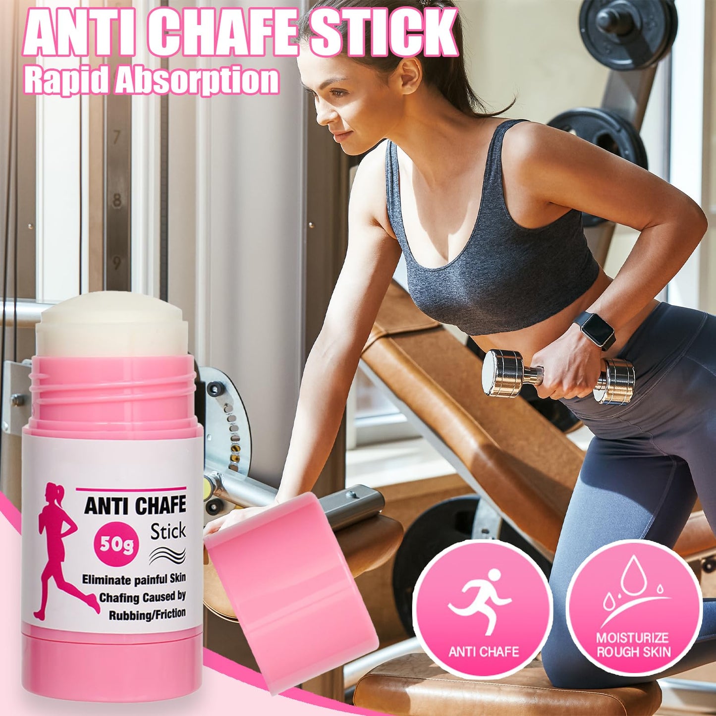 Shengqialun Anti Chafe Balm Stick - Anti Chafing Cream For Cyclists & Runners - Long-Lasting Chub Rub Stick With Beewax & Rose Oil - Daily & Holiday Essentials With Waterproof
