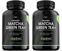 Organic Matcha Green Tea Extract 1360mg - Boosted with Turmeric, Acerola & Black Pepper - 180 Vegan Capsules - Resealable and Recyclable Pouch - by Alpha01
