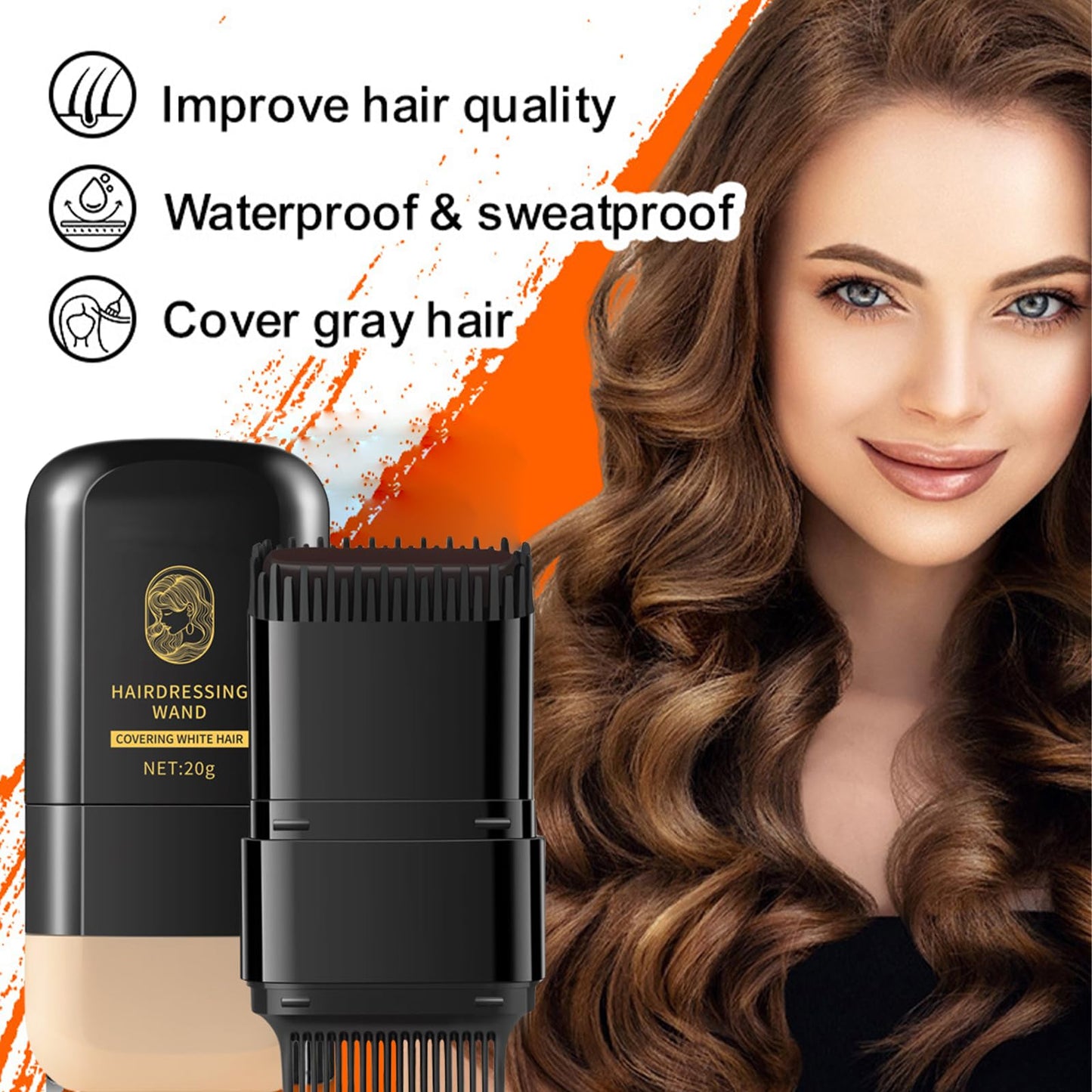Hair Dye Comb Hair Colour Stick - 2-in-1 Hair Color Stick with Built-in Comb – Instant Grey Hair Cover-Up for Men & Women. Waterproof, Sweat-Proof, & Portable. Easy, Safe & Convenient Brown Hair Dye C