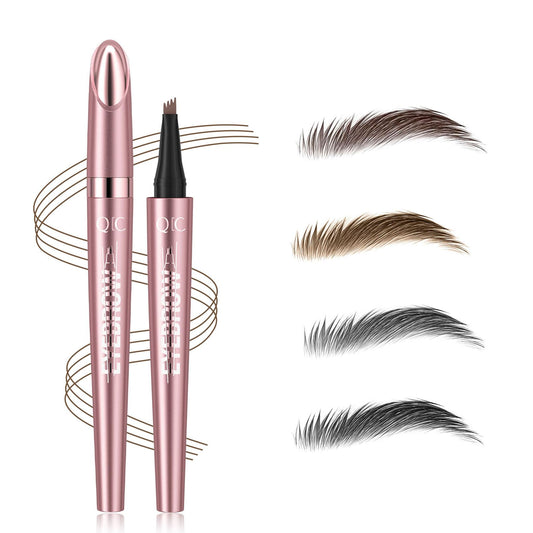 HZZYJ 2024 New Magic Eyebrow Pencil with 4 Micro-Fork Tip Long-lasting Waterproof Eyebrow Pen and Smudgeproof Brow Pen,Creates Natural Looking Defined Eyebrows(Light Brown)