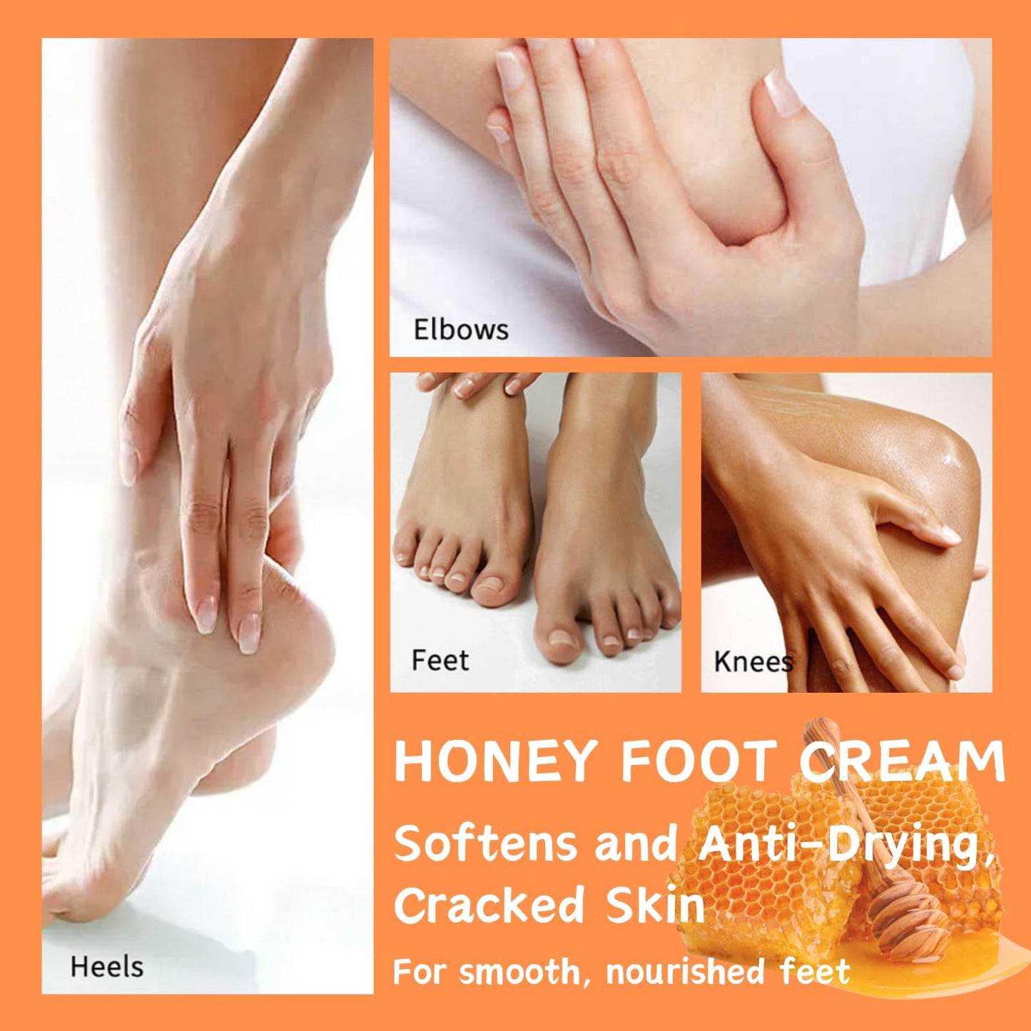 Trendyfave 2Pcs Honey Foot Cream, Hand & Foot Cream for Very Dry Feet & Hands, Cracked Heel Repair Cream, Hard Skin Remover Foot Cream, Intensive Moisturising for Cracked Skin for Women & Men 40g/Each