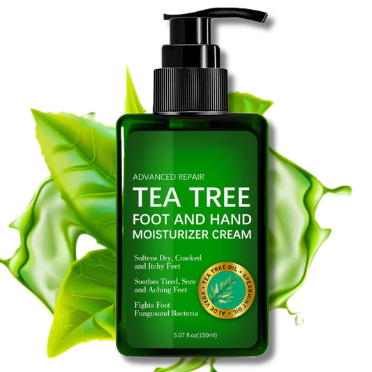 IZBEAUVO Tea Tree Oil Foot Cream 150ML, Foot Cream For Very Dry Feet, Cracked Heel Repair Cream, Tea Tree Cream, Intensive Moisturizer Heel Balm For Cracked Heel,Softens Feet&Hand&Knee