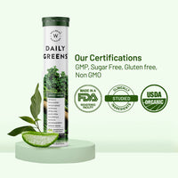 Wellbeing Nutrition Daily Greens | Wholefood Multivitamins with Vitamin C, Zinc, B6 for Immunity & Detox with Organic Certified Plant Superfoods & Antioxidants (15 Effervescent Tablets)
