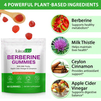 VOSIFSDIY Berberine Gummies with Ceylon Cinnmon, Berberine Supplement for Digestive Health, Immune System, Aid Overall Health & Vitality, 60p