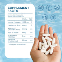 CORREXIKO Marine Collagen Pills, High Strength 2200mg Anti-Ageing Tablets (Canadian Wild-Caught Fish, not farmed) Hyaluronic Acid, VIT C & Minerals, for Skin Hair Nails Bones & Joints – Women & Men
