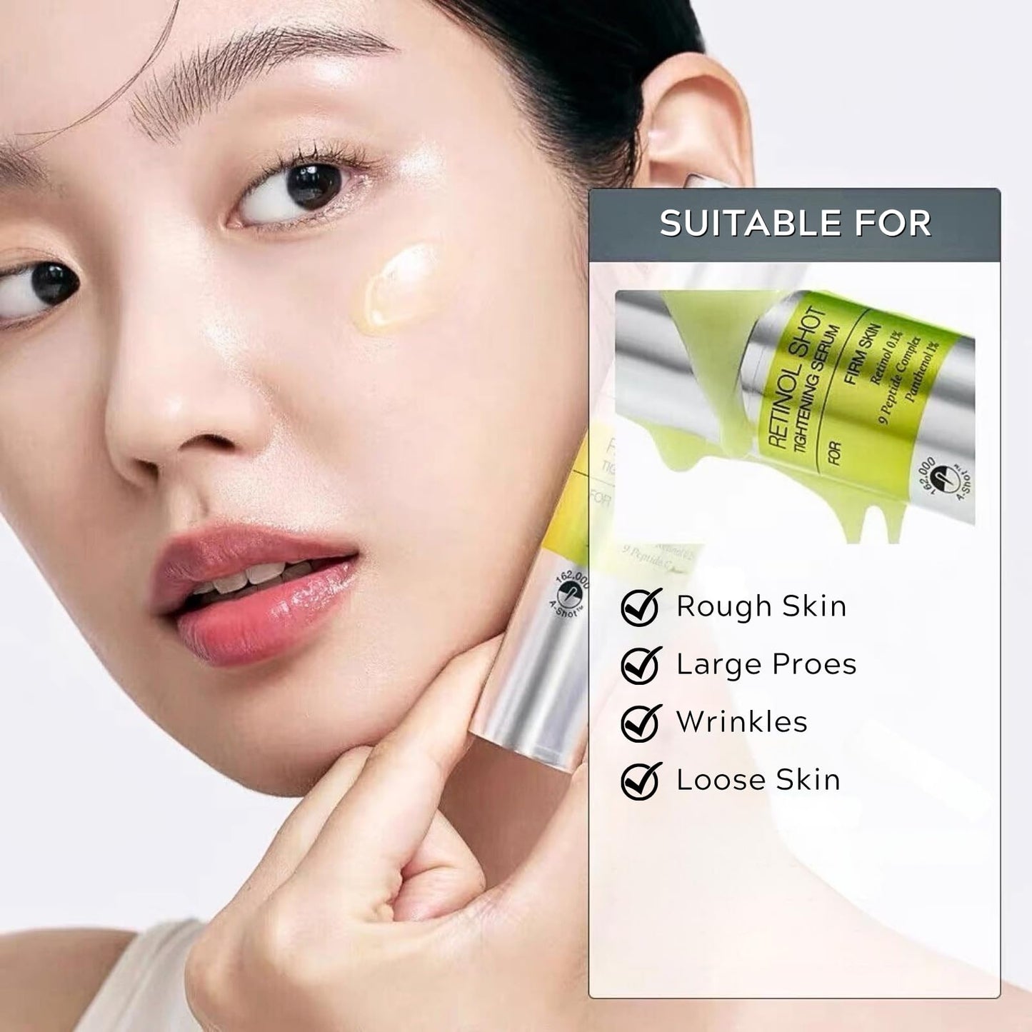 Retinol Shot Tightening Serum, Anti Aging Face Serum with Retinol Peptide, Wrinkles and Fine Lines, Firmer Skin, 30ml