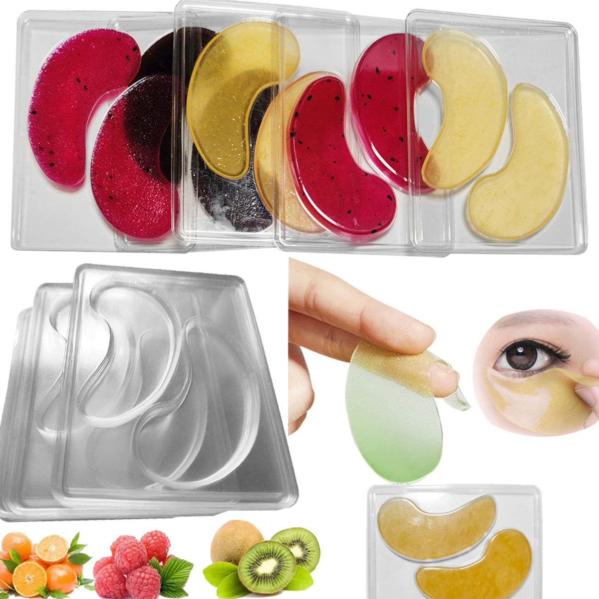 Jonlaki 12Pcs DIY Eye Mask Mold,Under Eye Patches Molds Safe Healthy Natural Reusable Transparent Eye Mask Patch Tray,Professional Eye Mask Making Tools