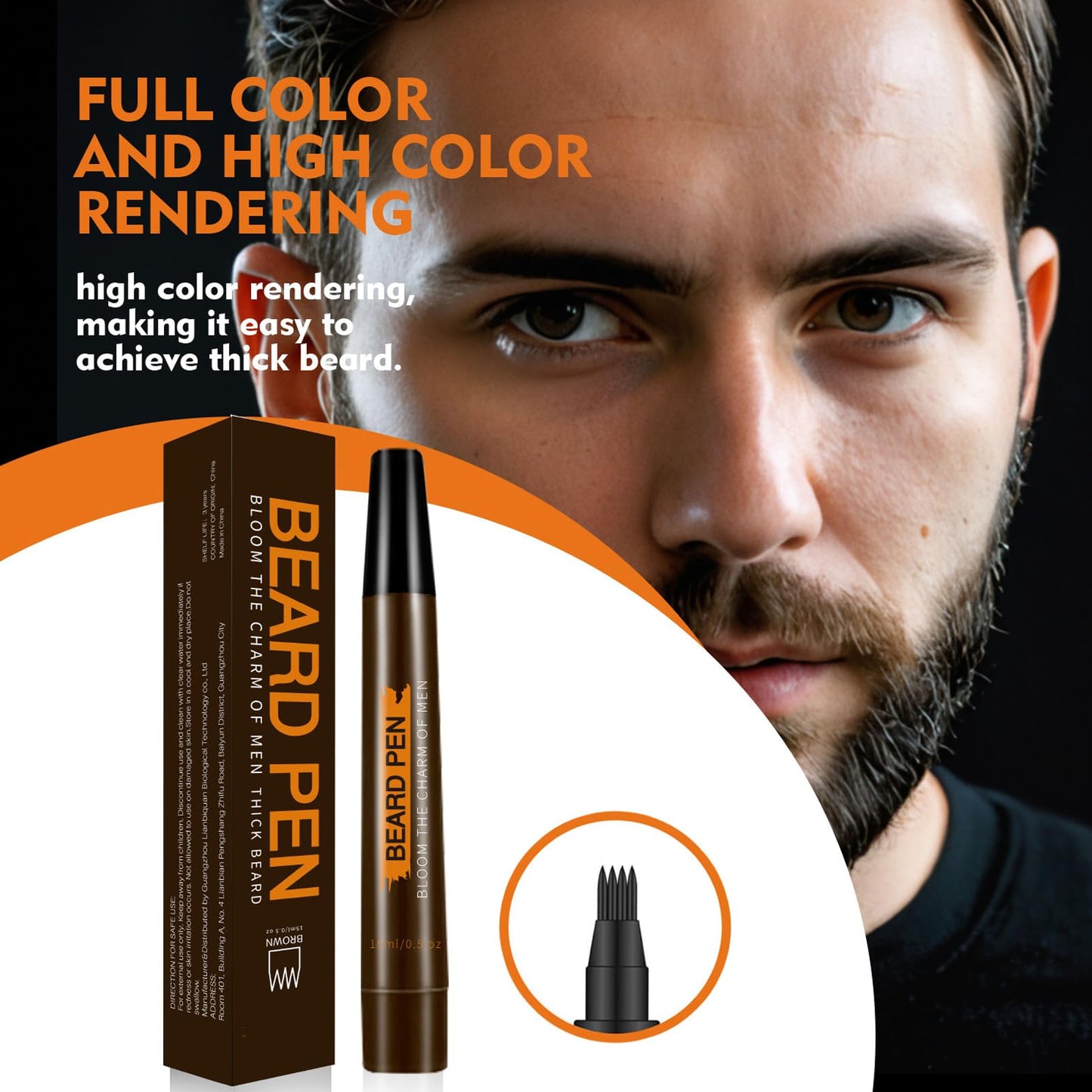 DMQ Beard Pencil Filler,Brown Tattoo Eyebrow Pen with Fork Tip,Waterproof, Long Lasting, Natural Looking,Hair and Beard Filler for Define & Sharpen Hair, Beard & Eyebrow