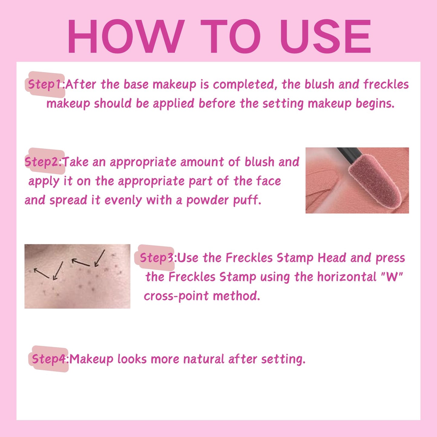 SHEBEEDO Freckle Blush Pen, 2-in-1 Natural Lifelike Light Brown Freckle Stamp & Soft Pink Liquid Blush for Sunkissed Look Makeup, Waterproof, Long-Lasting