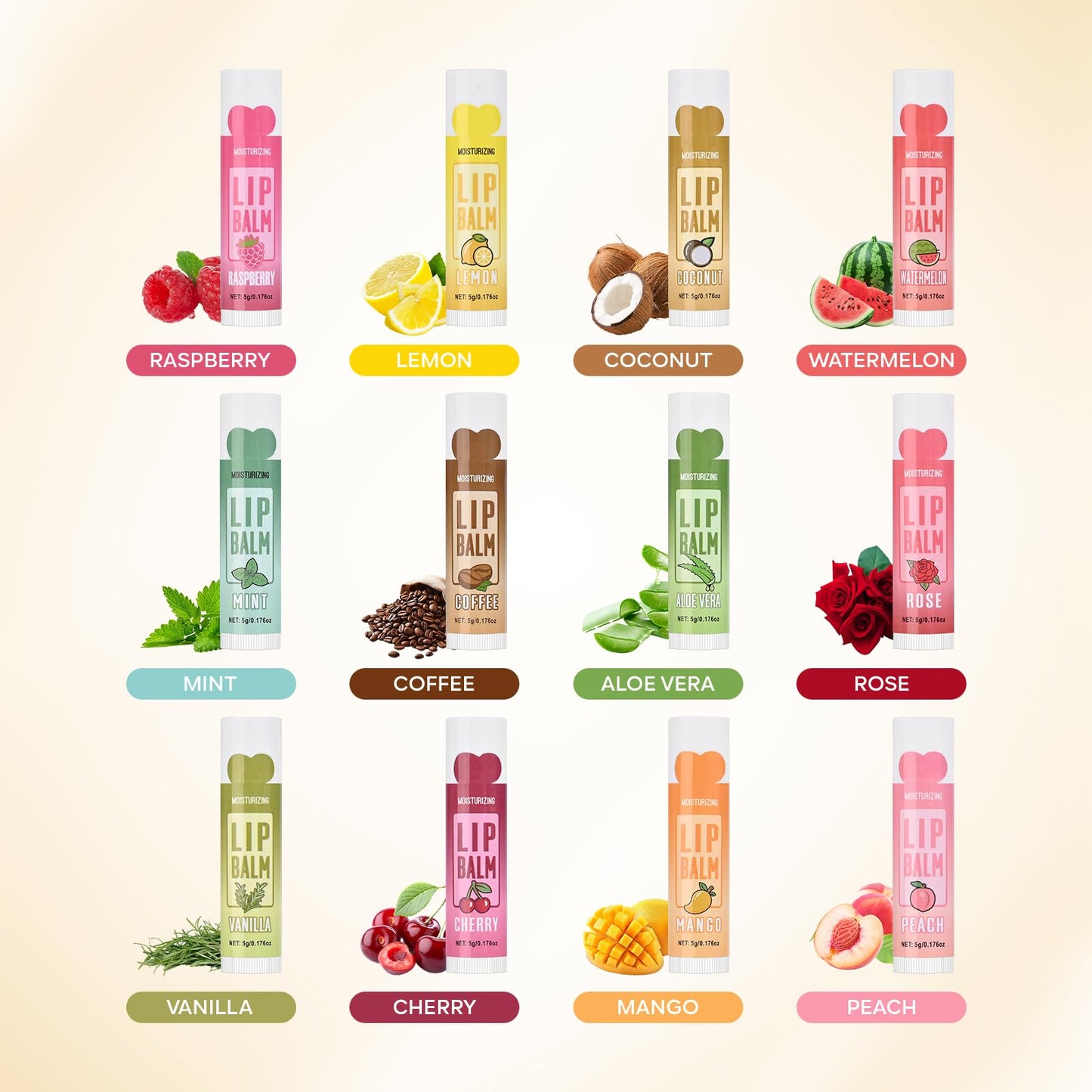 KYDA 12 Pcs Lip Balm Set, Natural Moisturizing Lip Balms Bulk with Vitamin E, Lip Balm for Repairing Dry Lips and Chapped Lips
