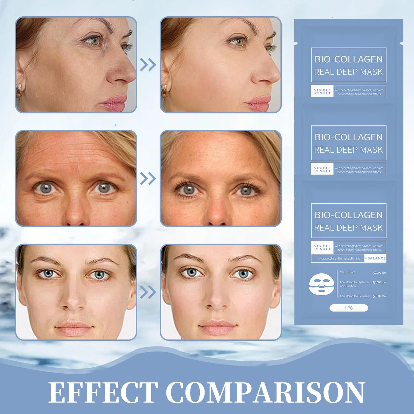 Benaewa 7 Pcs Bio Collagen Face Mask Overnight, Bio-Collagen Real Deep Masks, Hydrating for All Skin Types