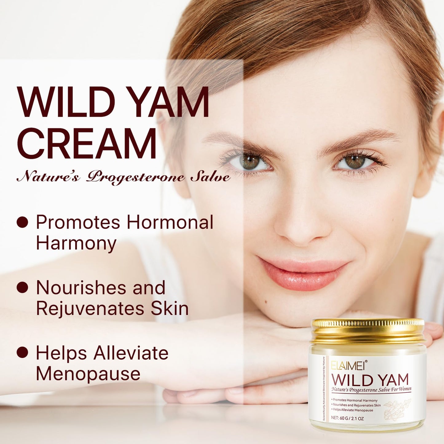 Datival Wild Yam Cream, Menopause and Hormone Balance Organic Yam Cream for Women, Wild Yam Root Cream Skin Moisturizer, Relief for Dry Skin, 60 ML