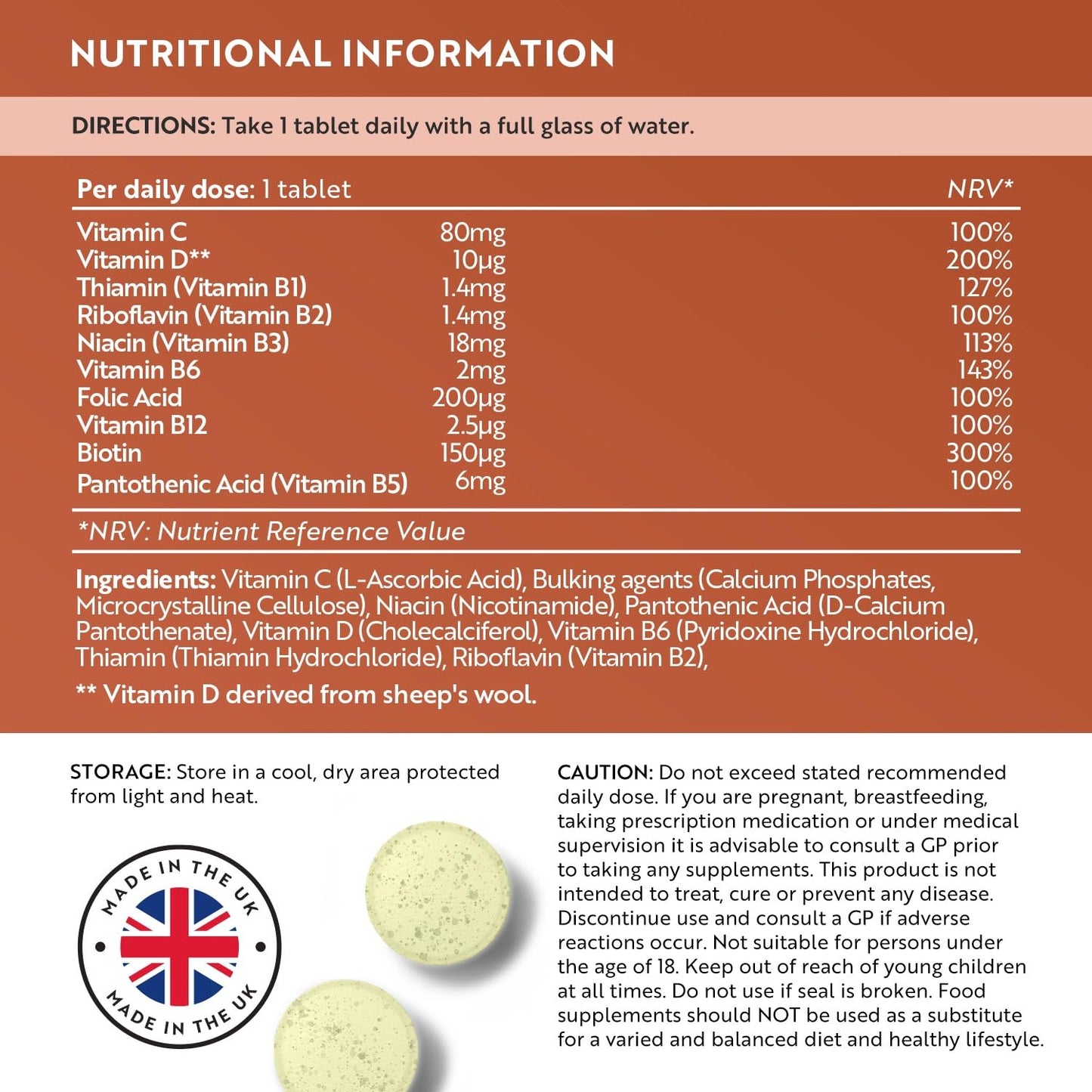 Vitamin B Complex High Strength with Vitamin D + Vitamin C 500 Tablets for +1 Year of Supply, Energy-Yielding Metabolism - Reduction of Tiredness & Fatigue (EFSA) Made in The UK by Nutravita