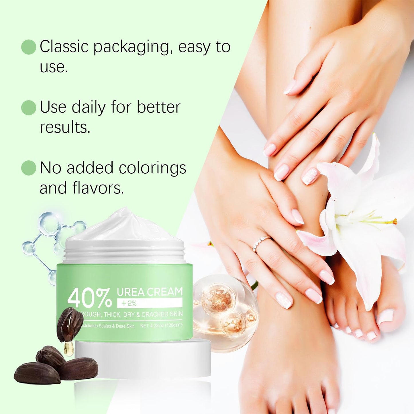 Generic 40% Urea Cream,Cracked Heel Repair Cream For Feet and Hand,Foot Cream for Cracked Heels and For Dry And Hard Skin Dry Skin,Urea Cream 40 Percent for Feet,Maximum Strength for Hand, Foot and Body Care