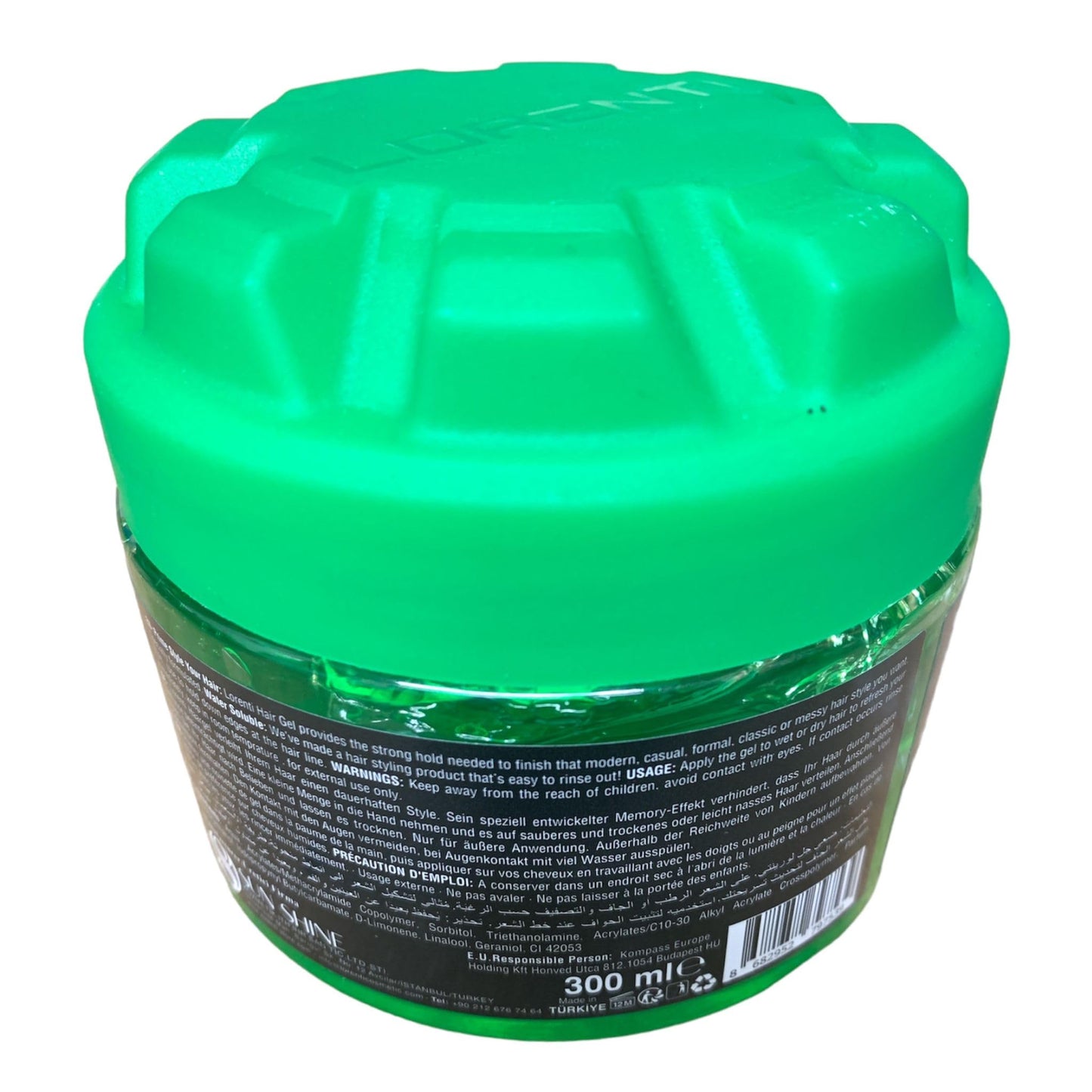 Lorenti Hair Styling Gel | Strong Hold, Edge Control Gum Effect Natural Shine 300ml (Green Natural Shine)