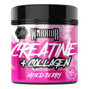 Warrior Creatine Monohydrate + Collagen Powder 270g - Pure Hydrolysed Peptides (Bovine) - Supports Muscle Recovery - Workout Supplement for Women and Men (not Tablet) - 30 Servings (Mixed Berry)