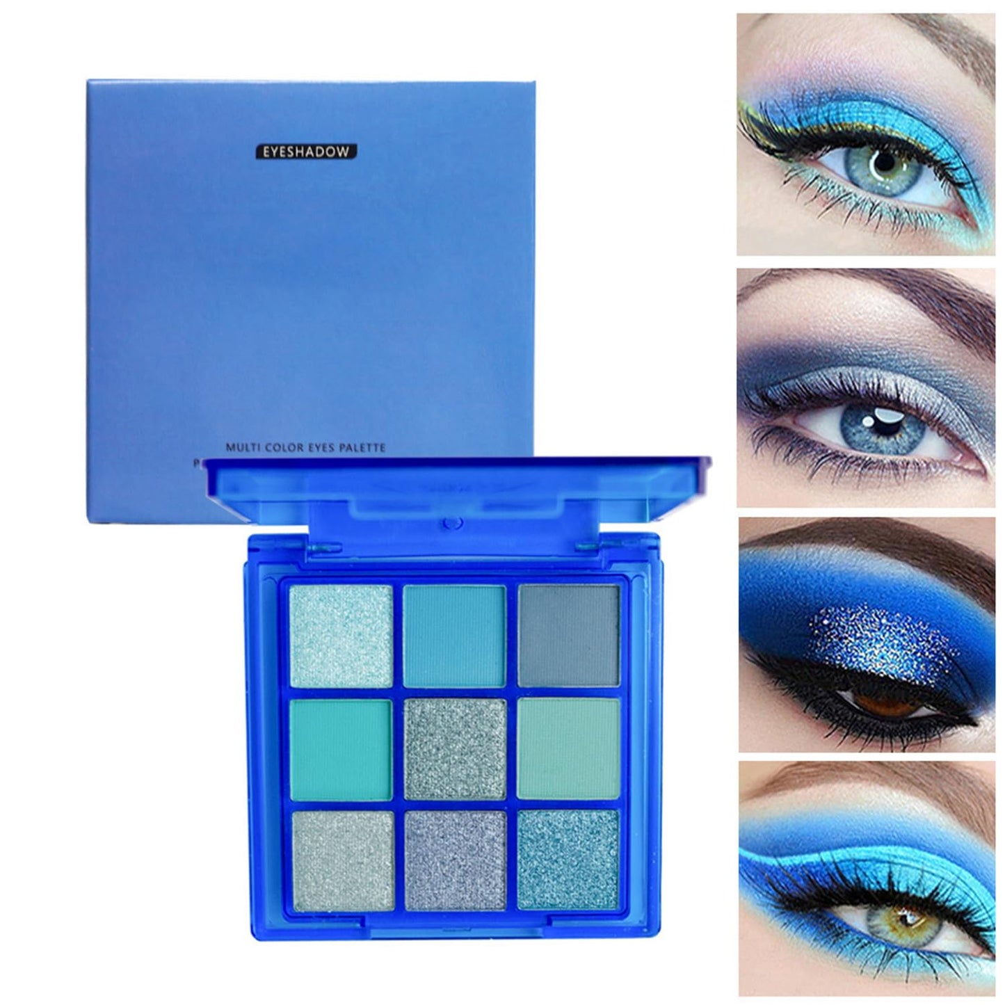 Generic Blue Smokey Eye Shadow Palette, Metallic Glitter Blue Eyeshadows for Vibrant Makeup, Lightweight Portable, Perfect for Daily Wear or Special Occasions, Gothic-Inspired Makeup Palette for Smoky Natural