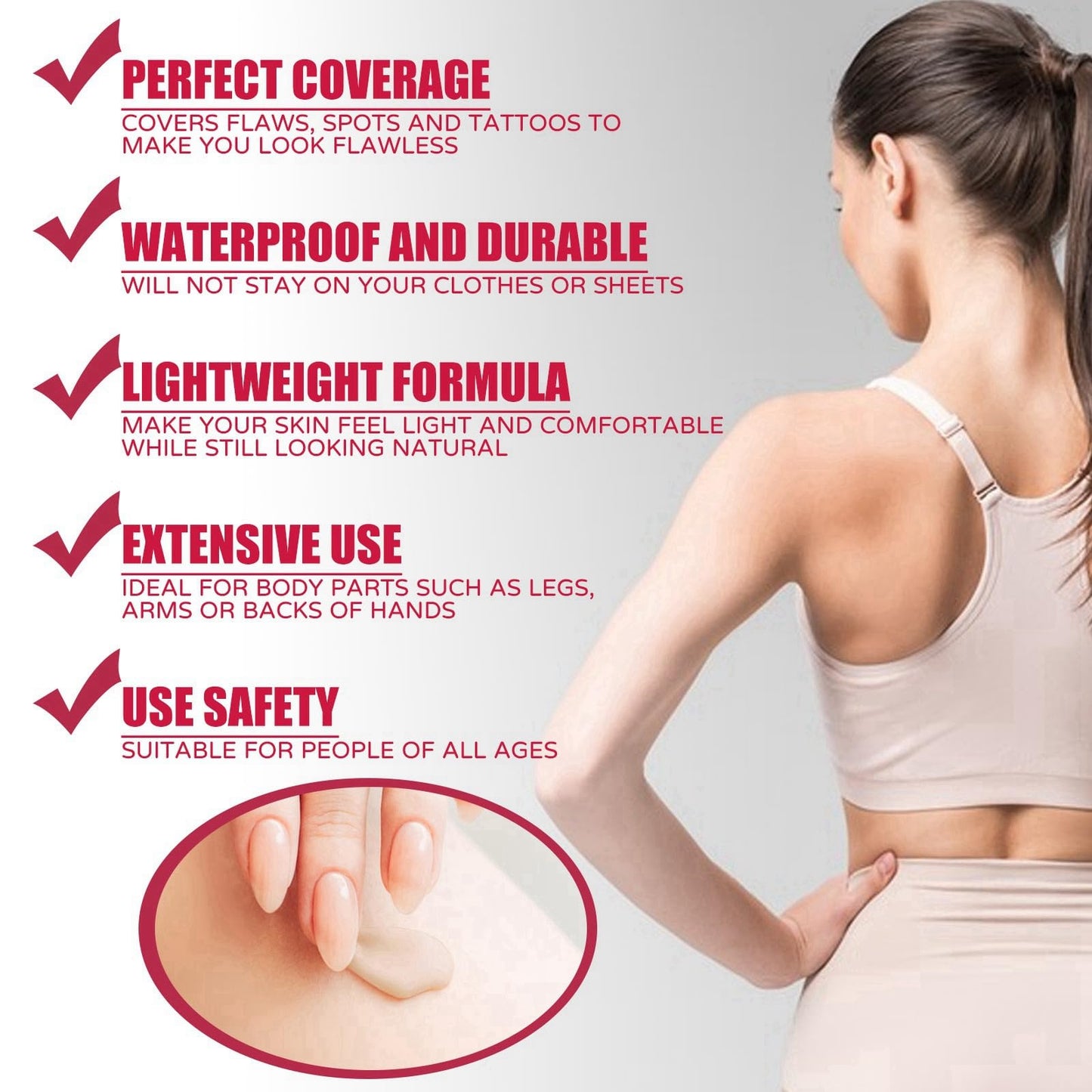 HIVETZ Leg Makeup Waterproof No Transfer,Waterproof Leg Makeup Lotion,Leg Makeup Concealer,Leg Cover Up Makeup,Leg and Body Scar Cover Up Makeup,Long Lasting Body Foundation,Cover Up Makeup(1#)