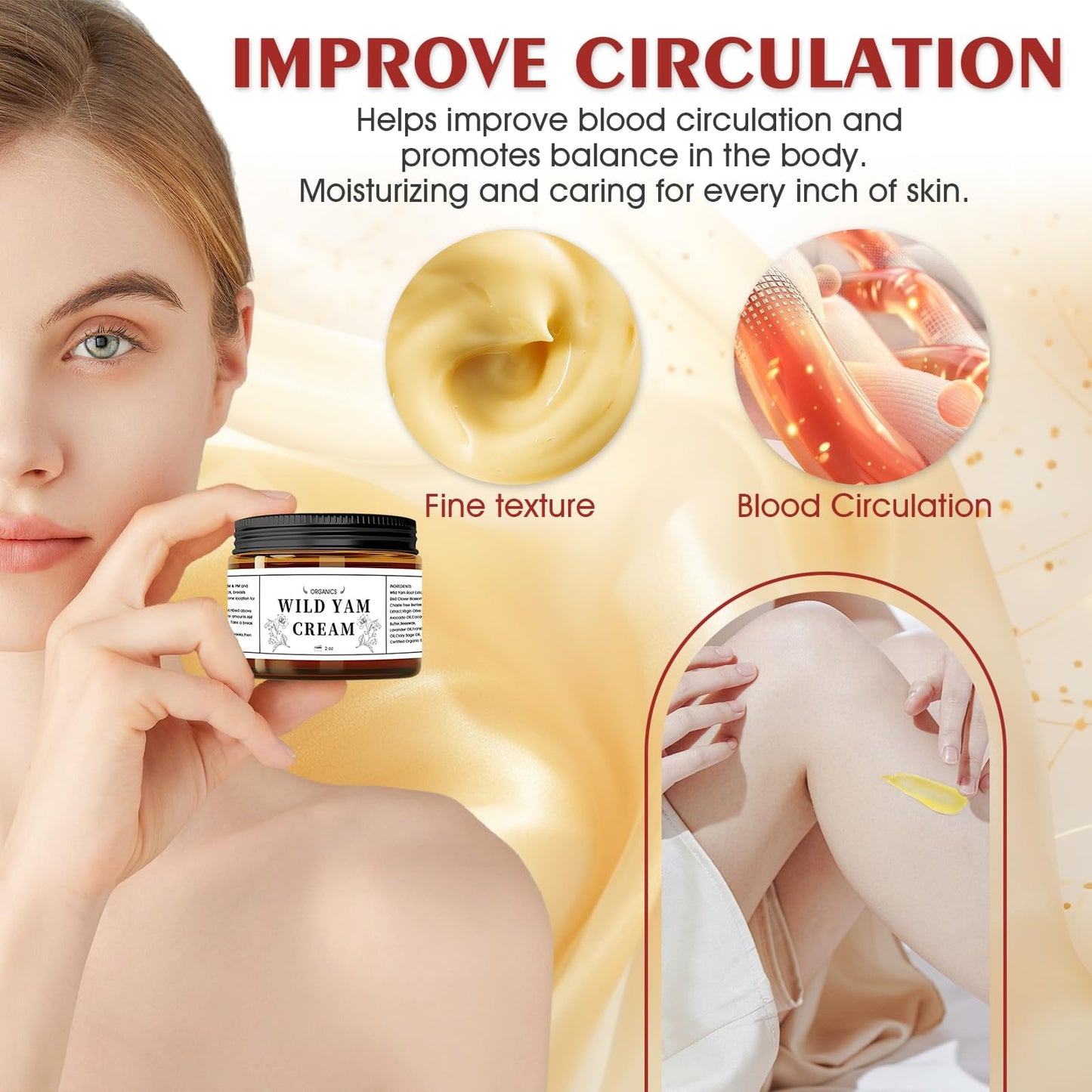 Allony Wild Yam Cream, Annas Wild Yam Cream for Menopause Organic, Wild Yam Cream Hormone Balance, Moisturizing and Nourishing,Use on the Whole Body(60ml)