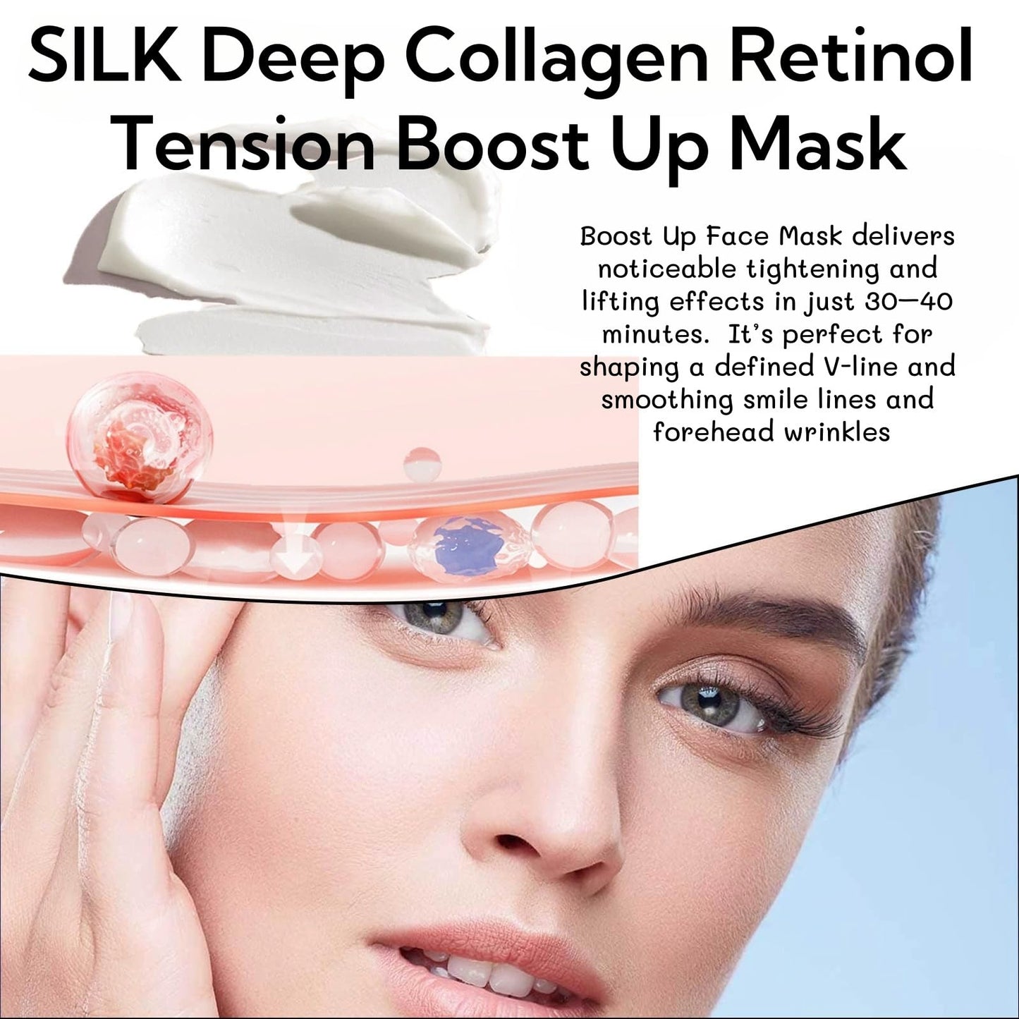 Collagen Face Mask,Deep Collagen Retinol Tension Boost Up Masks,Face Tightening and Lifting Mask for V-Line,Fa/ce Masks Skincare,Deep Coll/agen Anti Wrinkle Lifting Ma/sk,Sheet Mas/k,Chin Lift Ma/sk