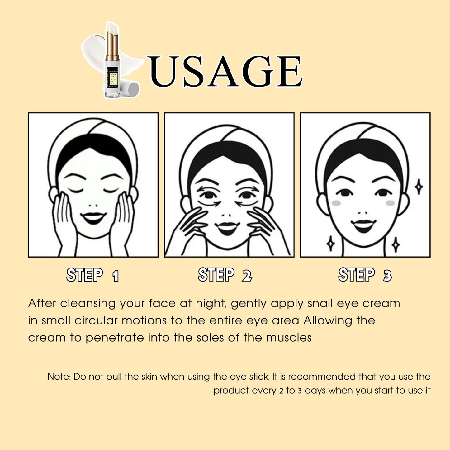 Advanced Snail Peptide Eye Cream Stick, Collagen Anti Wrinkle Eye Balm Stick, Under Eye Cream for Dark Circles and Puffy Eyes, Eye Bags Remover, with Snail Mucin+Niacinamide+Collagen, 3g