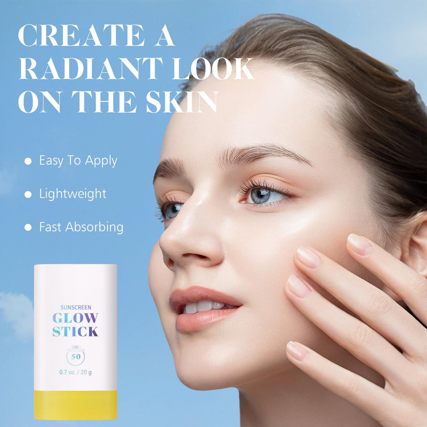 Sunblock Stick 20g Sun Block Sticks for Face Mineral Transparent Sun Stick Spf 50 Face Waterproof, Non-Whitening, Non-Greasy, Suitable for Travel, Vacation, Beach