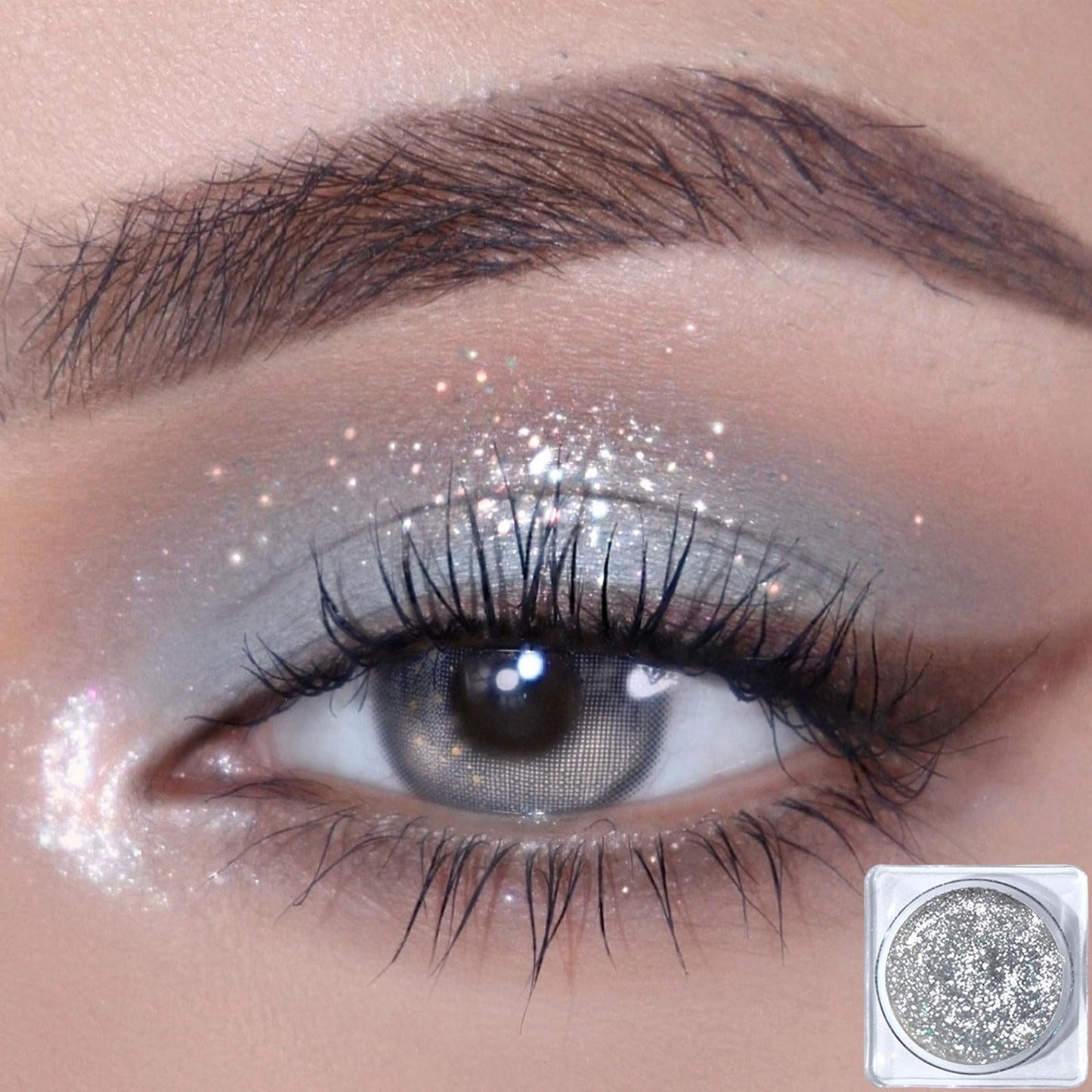 LYNTYAOU Silvery Glitter Eyeshadow Shimmer Cream Eye Shadow, Soft Smooth Shiny Shimmering Liquid Eyeshadow For Women Makeup, Metallic Single Eye Shadow Cool Make-Up Palettes (5g)