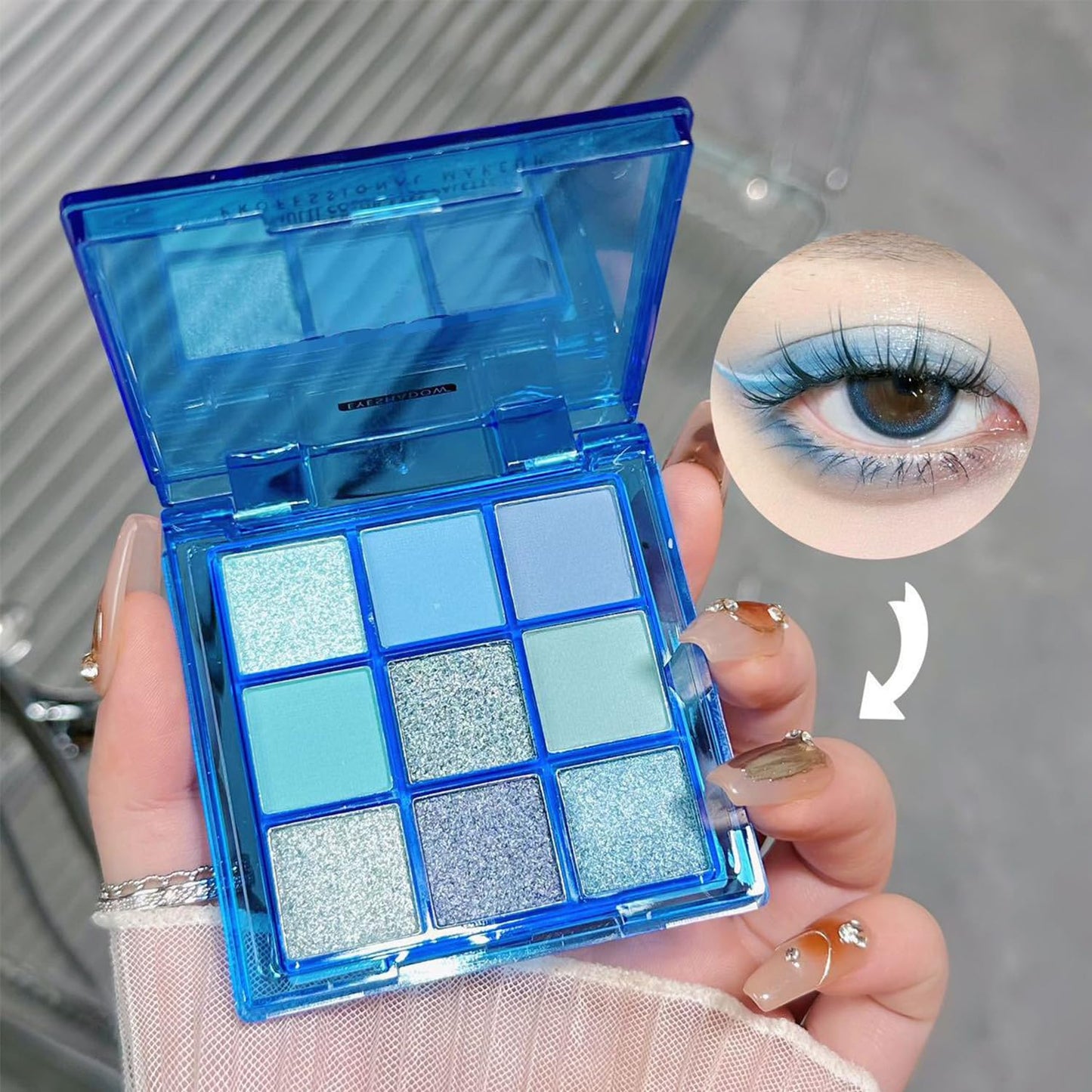 Generic Blue Smokey Eye Shadow Palette, Metallic Glitter Blue Eyeshadows for Vibrant Makeup, Lightweight Portable, Perfect for Daily Wear or Special Occasions, Gothic-Inspired Makeup Palette for Smoky Natural