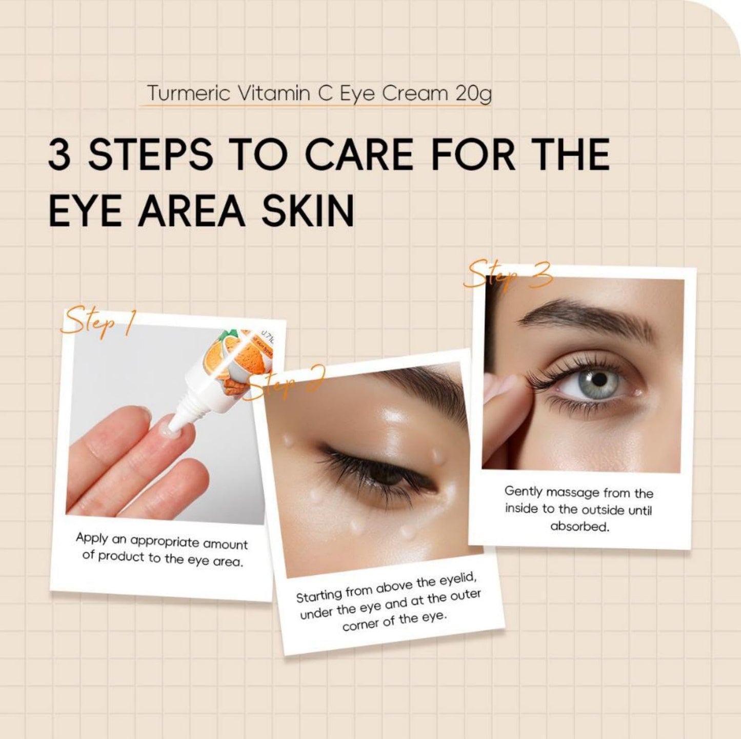 Generic Vitamin C Turmeric Eye Cream for Dark Circles and Puffy Eyes, Moisturizing Under Eye Brightener, Lightweight Anti-Aging Skincare for All Skin Types