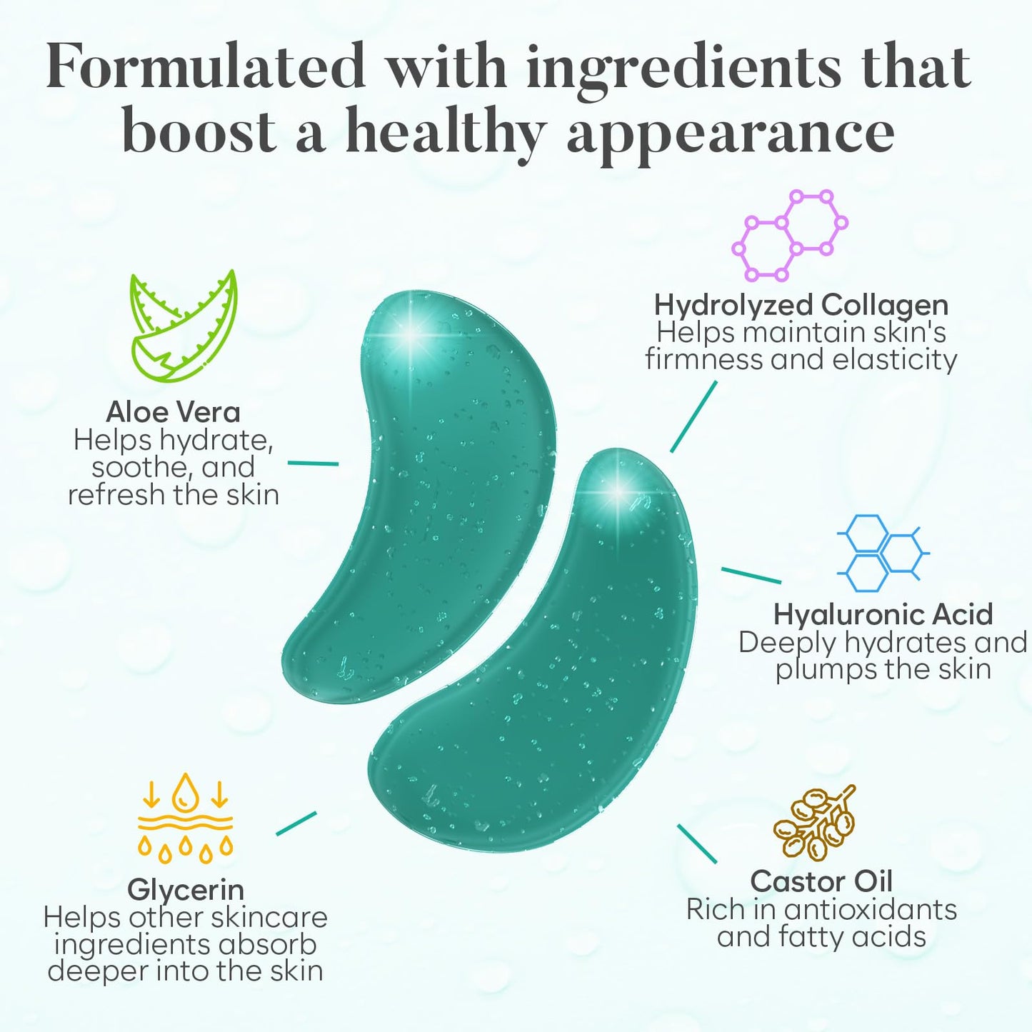 BLOOMORA Under Eye Gel Patches - Aloe Vera Under Eye Patches for Puffy Eyes & Dark Circles - Hyaluronic Acid + Collagen Gel Pads for Reducing Appearance of Puffiness & Hydration - 30 Pairs