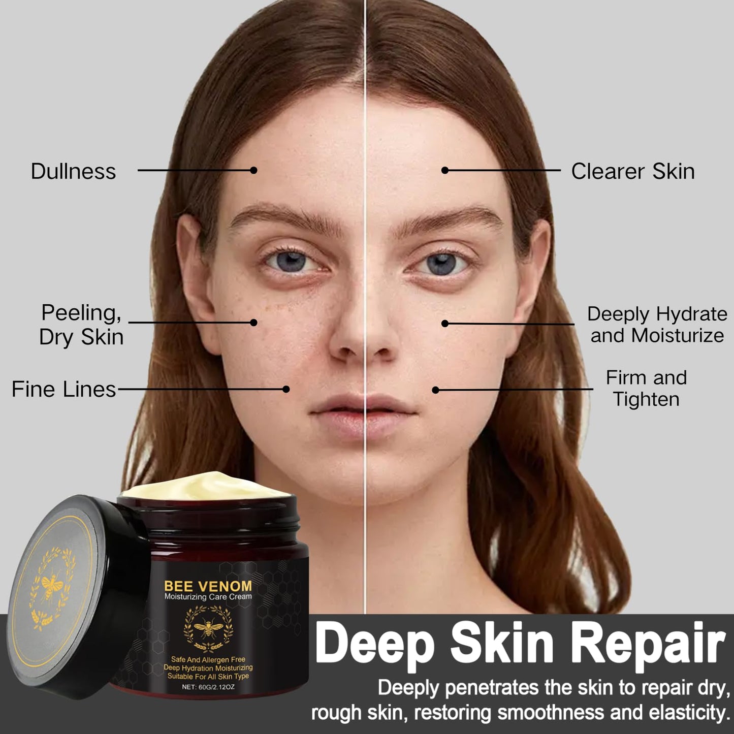 Trendyfave Bee Venom Skin Treatment Cream,Bee Venom Cream For Wrinkles Skin Repair Cream Deep Hydration Natural Ingredients, Soothes Skin, Moisturizing For All Skin Types
