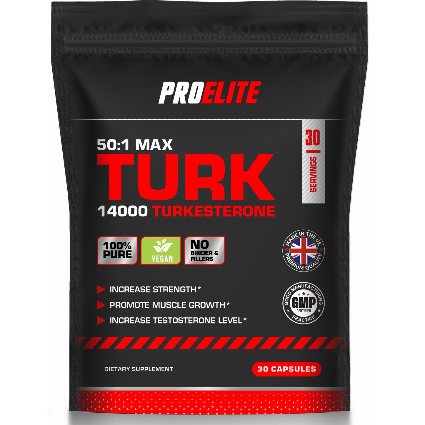 Turkesterone 14000mg | 30 Capsules Vegan Ajuga Turkestanica 50:1 Extract Supplement - Turkesterone High Strength Muscle Growth & Strength - NO Fillers or Binders by PROELITE