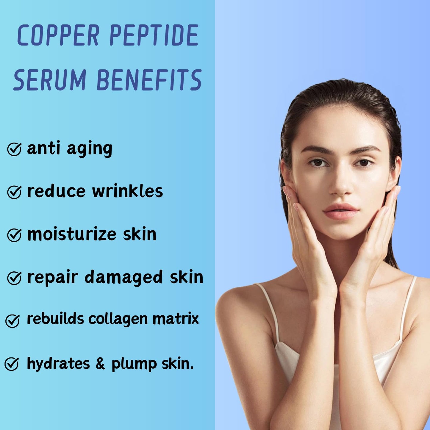 2 PCS Copper Peptide Serum for Face, Anti-Aging Peptide Essence with Copper Peptides, Hyaluronic Acid, & Wrinkle Reduction, Peptide Face Serum for Fine Lines, Repairs Premature & Damaged Skin
