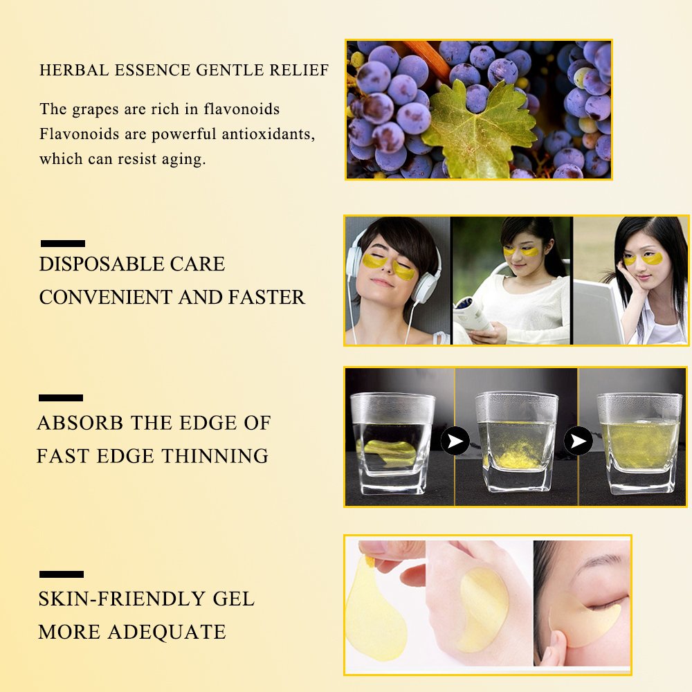 ZODENIS Under Eye Patches (20 Pairs) - 24K Gold Mask Amino Acid & Collagen, for Care, Masks Dark Circles and Puffiness, Beauty Personal Care (Gold)