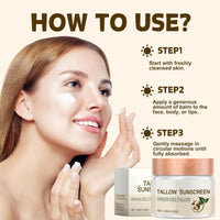 Beef-Tallow Balm,Beef-Tallow Sunscreen Spf 50+,Deeply Nourishing Beef-Tallow for Skin,Korean Sunscreen for Face,Beef-Tallow Grass Fed Bee-Tallow,Face Sunscreen for Dry Skin,Beef-Tallow Moisturizer