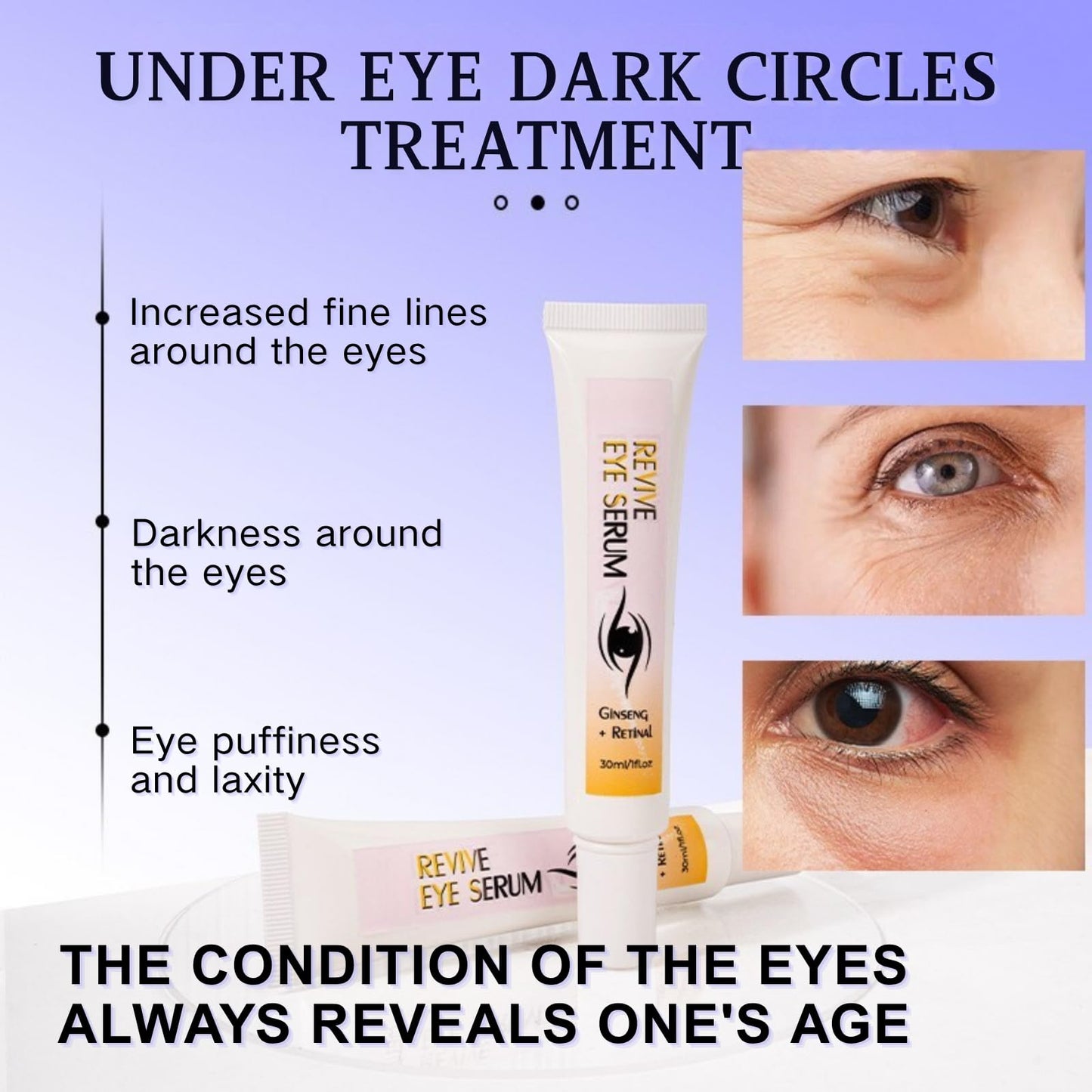 Retinol Eye Cream - Eye Cream for Puffiness And Bags Under Eyes, Anti-Aging Hydration for Wrinkles, Tightens Eye Contour with Ginseng & Retinal, Under Eye Brightener for Dark Circles