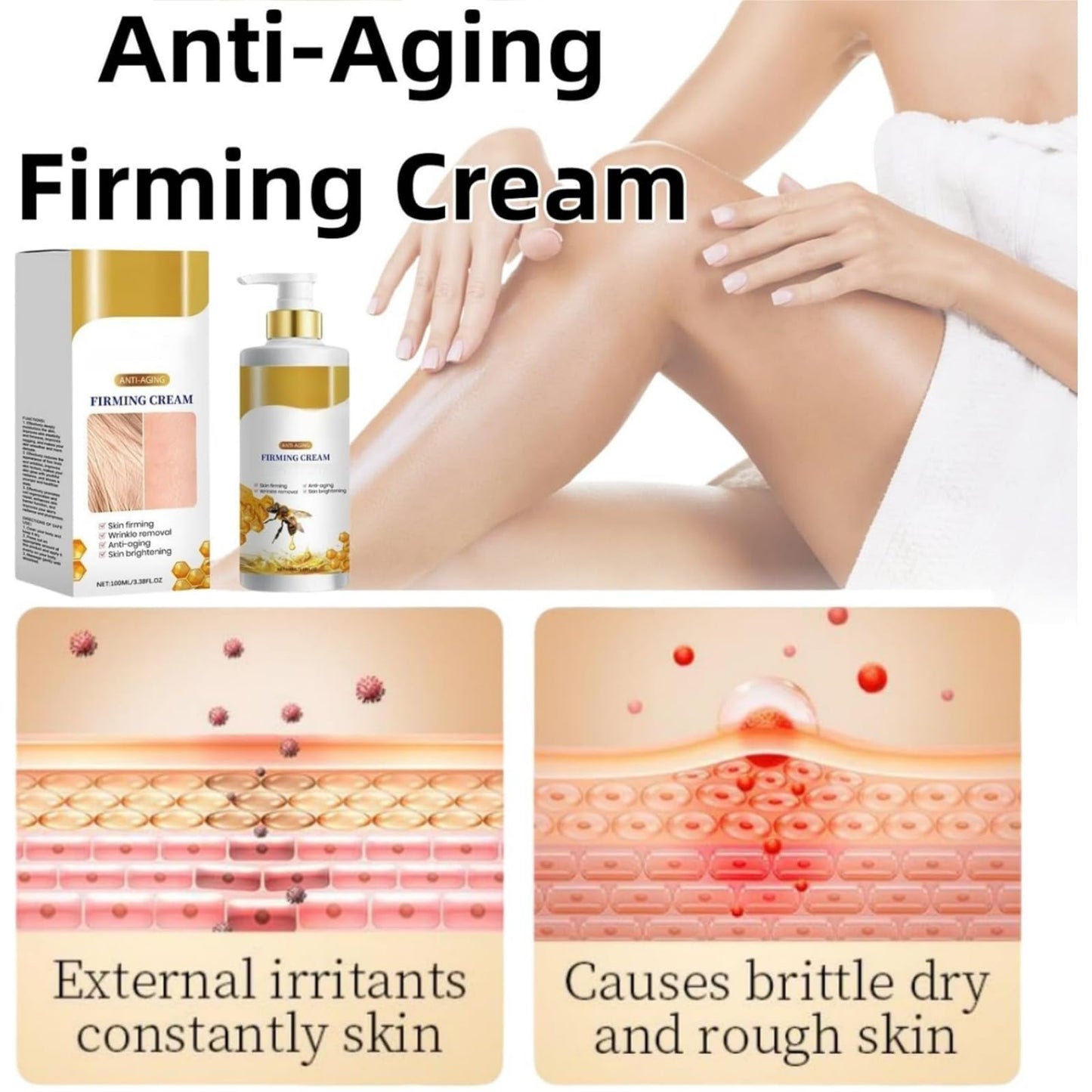 Anti Aging Firming Body Cream,Bee Ven-Om Cream,Bee Ven-Om Cre-Am For Wrinkles,Skin Firming Body Cre-Am,Restore Elasticity,Hydrate And Moisturize,Brighten Skin Tone,Non-Irritating,For Body And Face