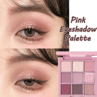 MEITREND Pink Eyeshadow Palette Shimmer Eyeshadow 9 Colour Matte Nude Eye Shadow Make-Up Palettes Shimmer Natural Long Lasting Highly Pigmented Glitter Eye Shadow Pallets for Women