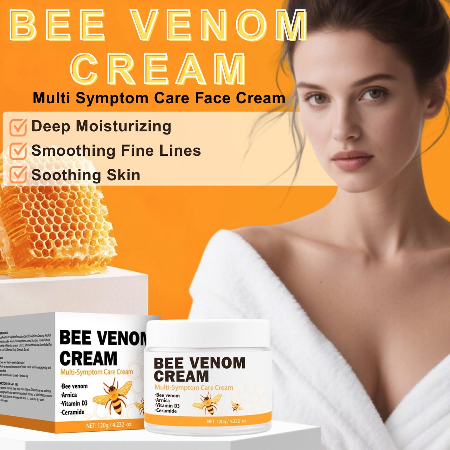 TBeautfave Bee Venom Cream&Bee Venom Firming Serum Stick – Multi Symptom Care Face Cream,Smooth Wrinkles Hydrate Skin Serum Stick,Anti Aging Serum,Skin Care Sets,Deeply Moisturize,Restore Vitality