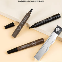 HAORQEE Eyebrow Pencil Eyebrow Pen, Tattoo Waterproof Microblading Brow Pencil Smudge-Proof Long Lasting Brow Pen with 4-Fork-Shaped Tip Natural Eye Brow Makeup for Women (Light Brown)