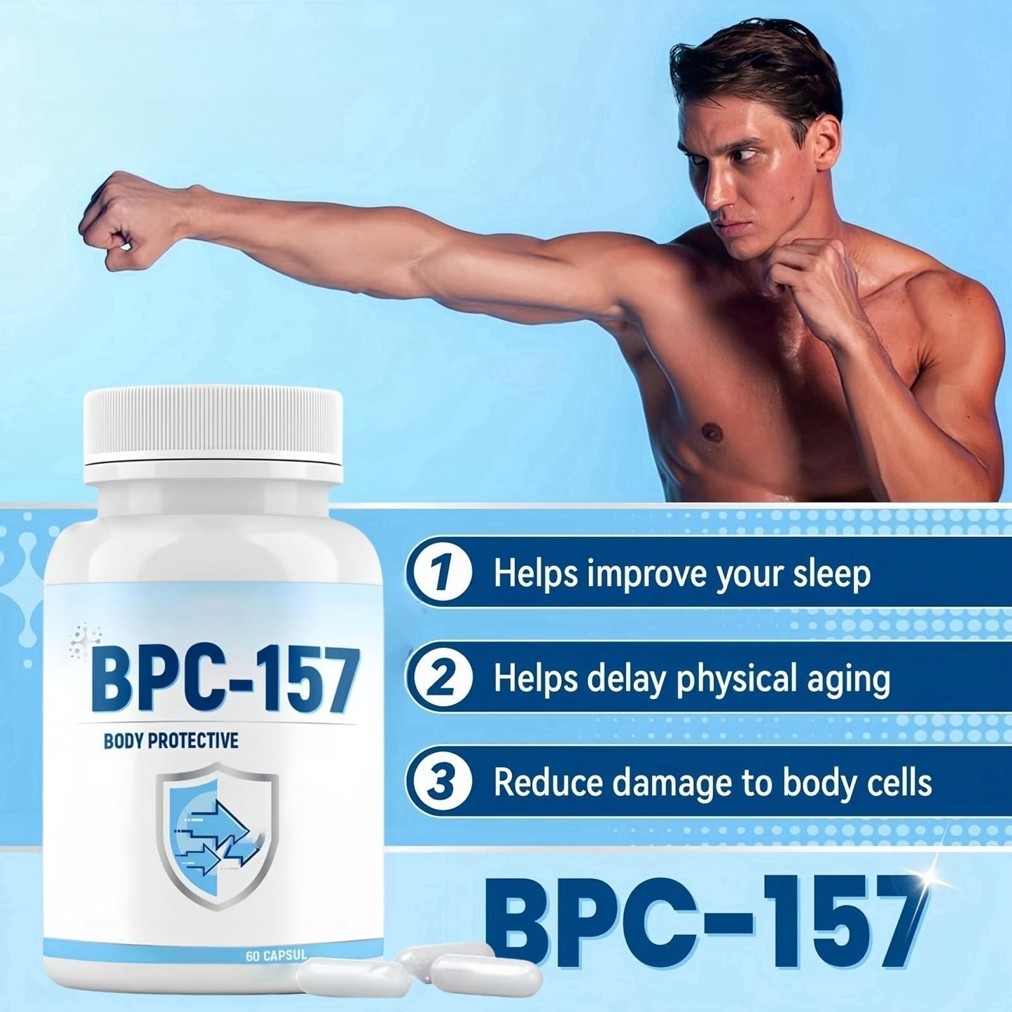SingHao 60Pcs BPC 157 Cap/sules for Man,BPC 157 Pep/Tide Cap/sules,Men Multivi/tamin and Minerals,Adult Gum/mies Multivi/tamins,Boostup for Men,Energy Tab/Lets for Tiredness,Muscle&Workout Reco/Very