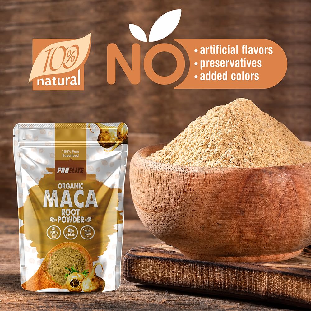 Organic Maca Root Powder 500g Supports Immunity | Premium Macaroot Superfood Super Greens Performance & Endurance Powder | Vegan Pure Peruvian Zero Additives Maca Powder by PROELITE