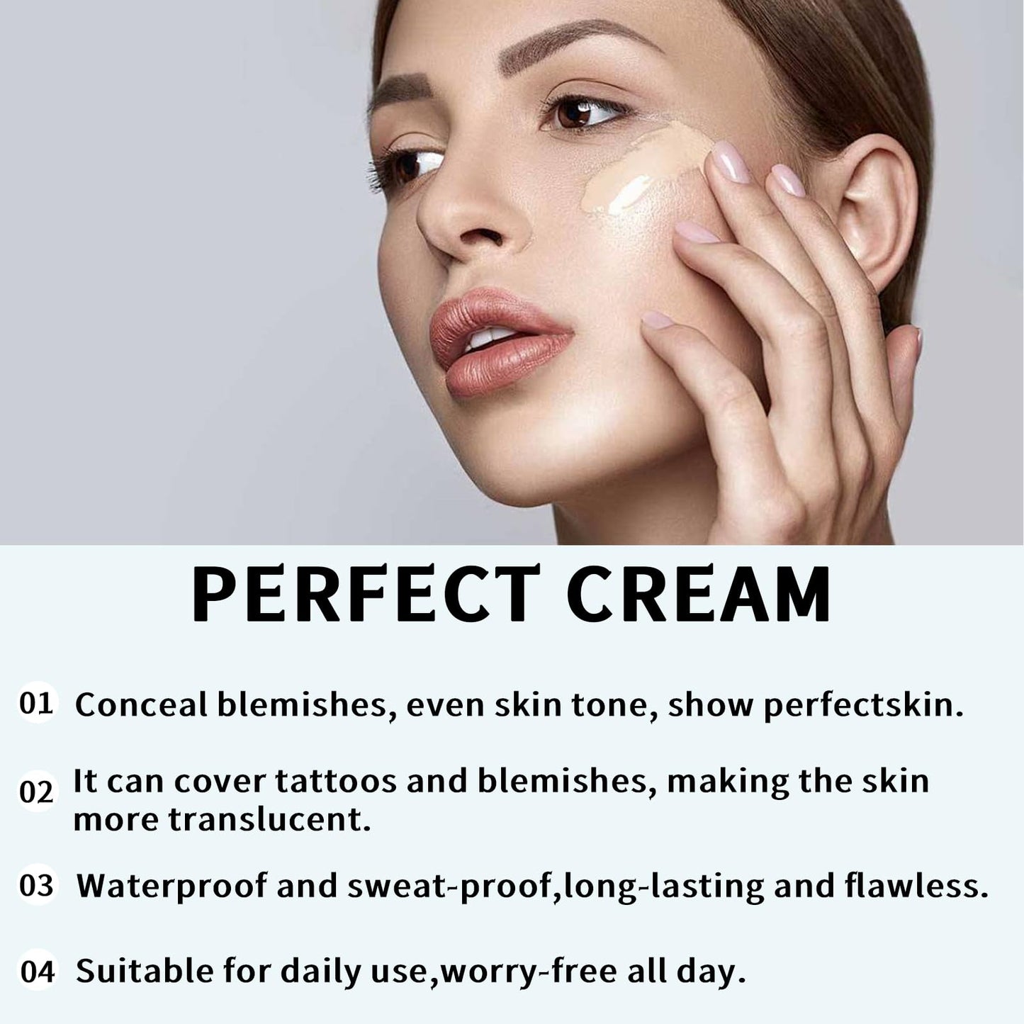 GMHLLES All-Over Complexion Perfector Creme Body Coverage Perfector,80g Waterproof and Smudge-Proof Body Coverage Perfector with Powder Puff for Mature Skin & Leg Cover-Up