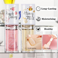 GEEWHILE Hydrating Lip Oil Set, Long-lasting Clear Lip Gloss Set For Teenage Girls, Fruit Flavoured Lip Oil Plumping & Moisturizing, Lip Glow Balm Liquid Lipstick for Women Lip Care (2PCS)