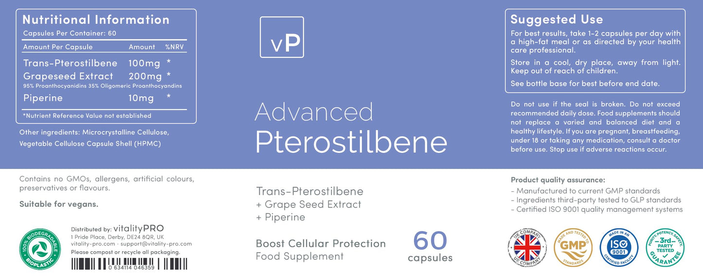 vP Vitality Pro Vitality Pro Advanced Pterostilbene 60 Capsules